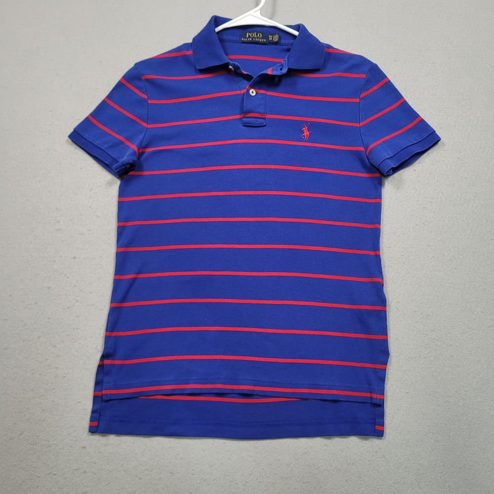 Polo Ralph Lauren Mens XS‎ Blue Red Striped Short Sleeve Polo Shirt 4700420317